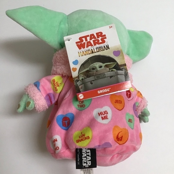 Star Wars Mandalorian Grogu Valentine Hearts Disney Plush 9" Baby Yoda Mattel - Picture 15 of 15